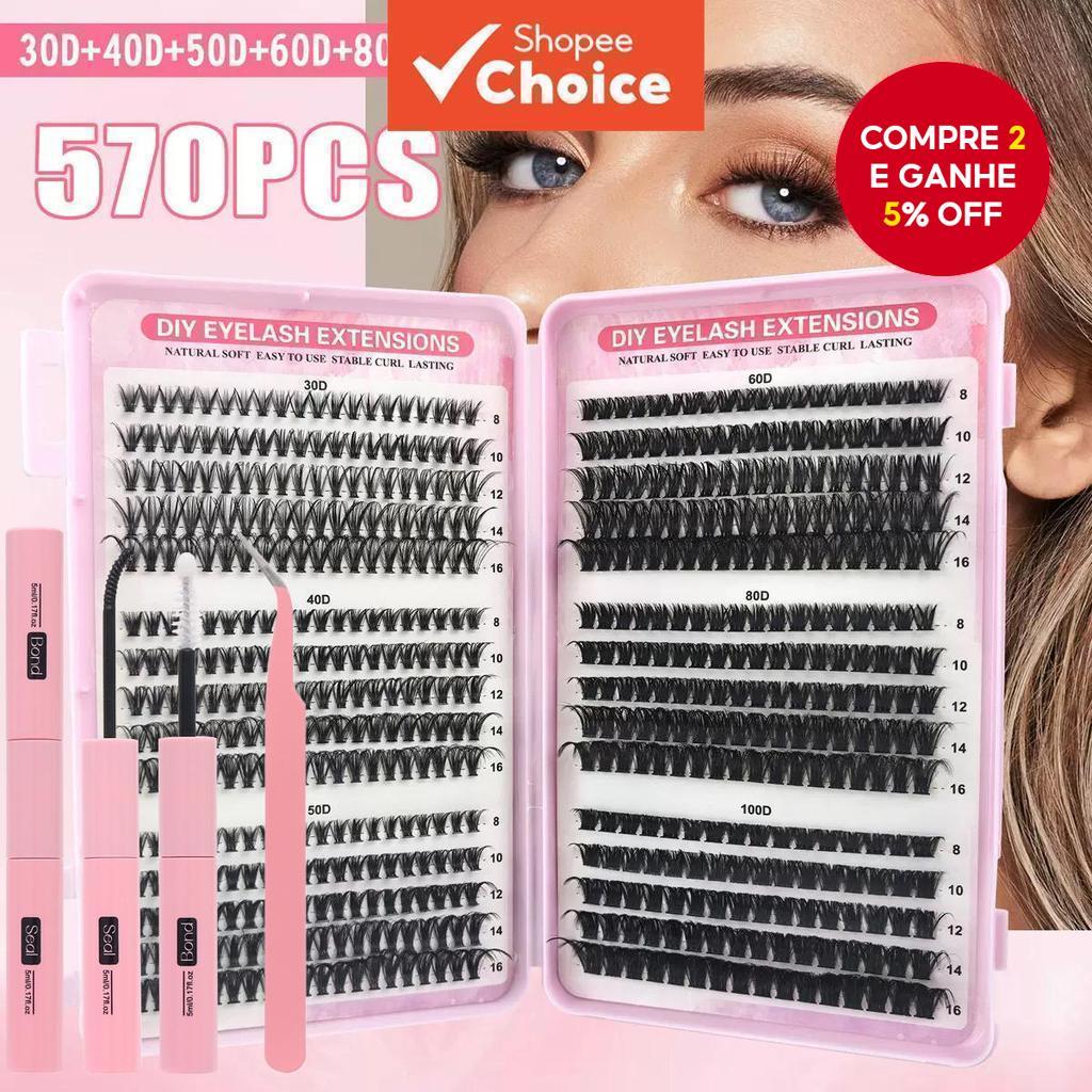 Kit De Aglomerados De Cílios DIY 570 Unidades-Fer