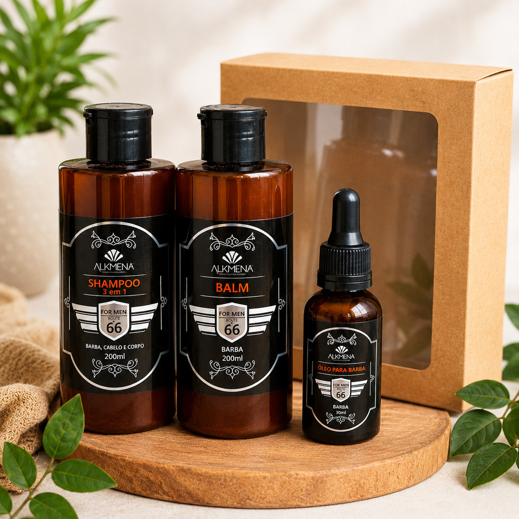 Kit Balm, Óleo para Barba e Shampoo 3×1 For 