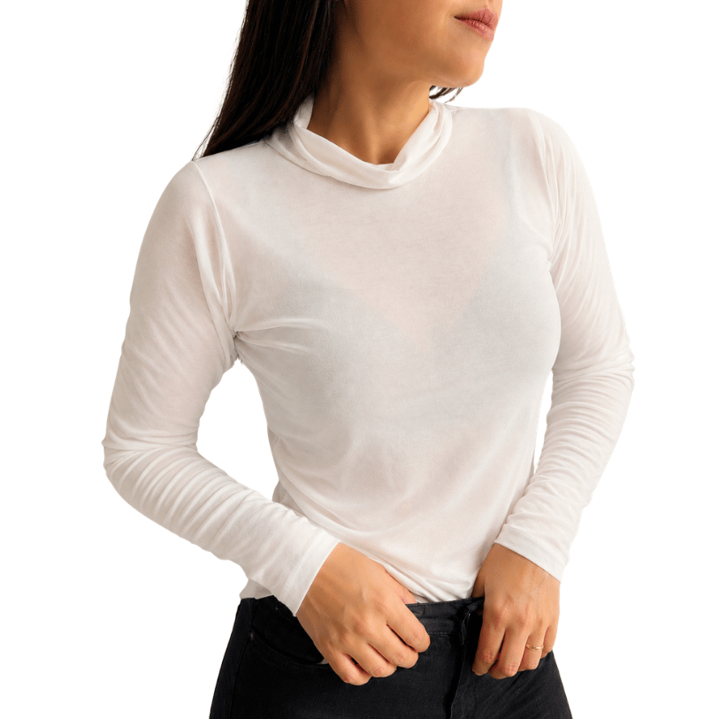 Blusa gola alta segunda pele leve transparencia