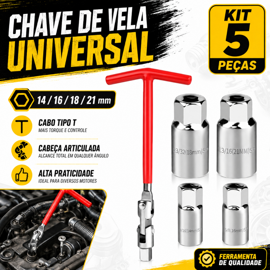 Chave De Vela Articulada 14mm/16mm/18mm/21mm Autom
