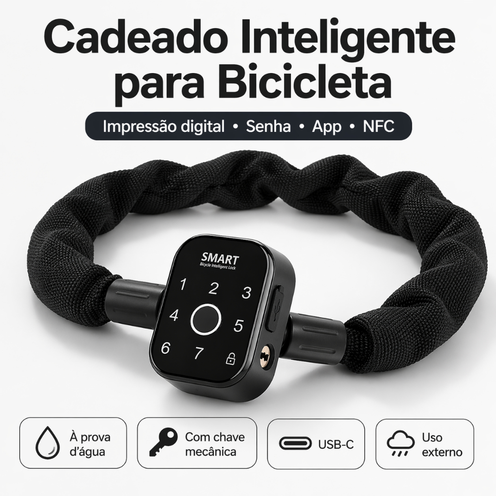 Cadeado Inteligente Bicicleta e Moto, Impressão D