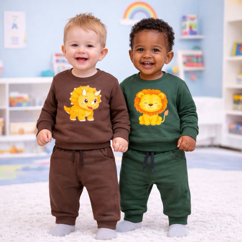 Conjunto Moletom MENINO inverno Flanelado Bebê Ca