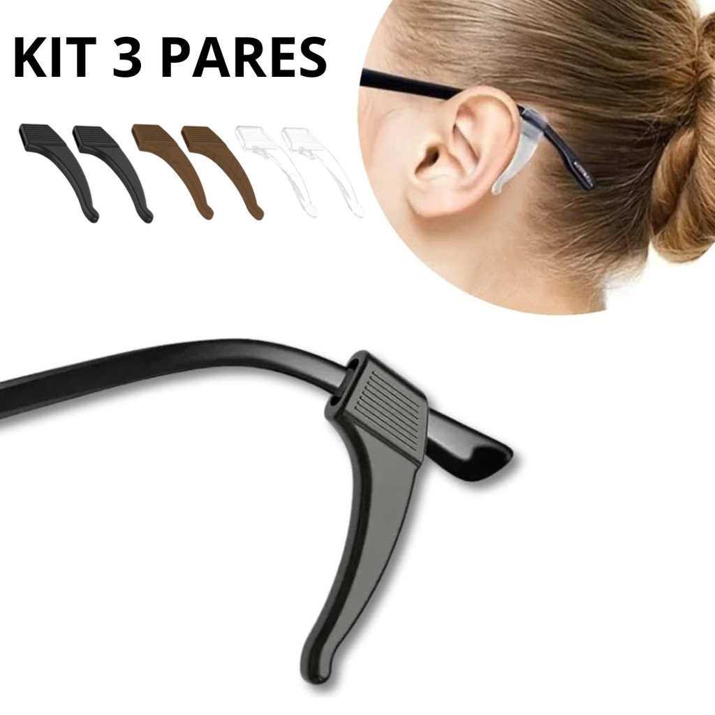 3 pares Prendedor fixador de óculos gancho de ore