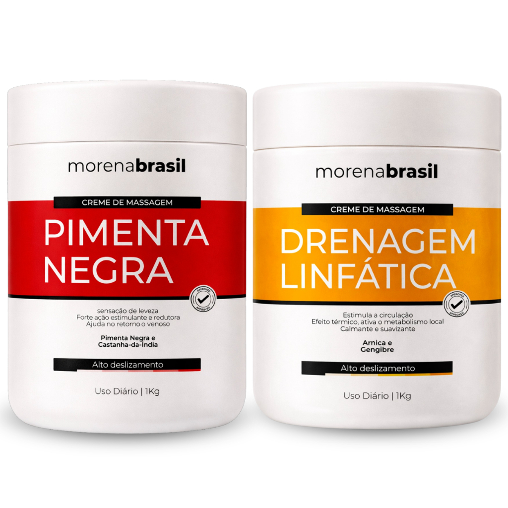 Kit 2X Creme De Massagem Pimenta Negra + Drenagem 