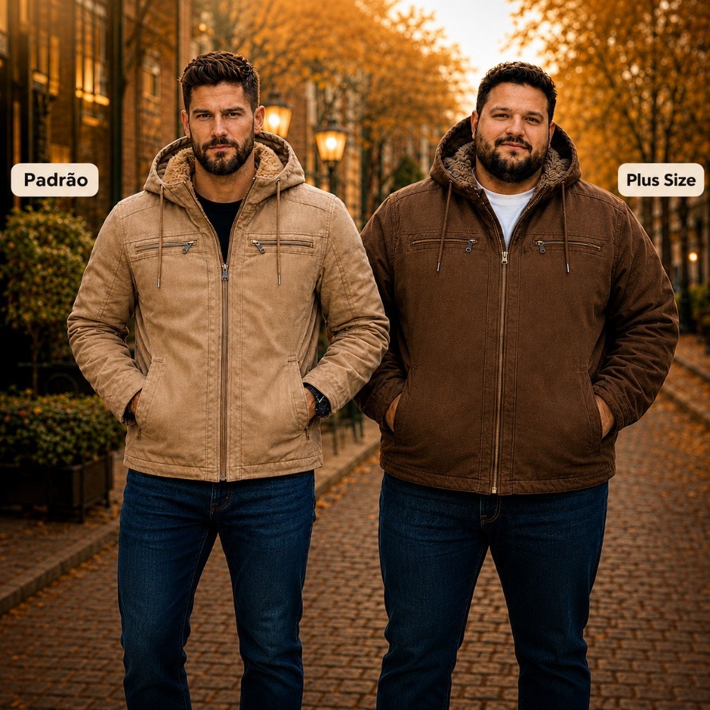 Jaqueta Masculina Sarja Forrada Peluciada Capuz Re