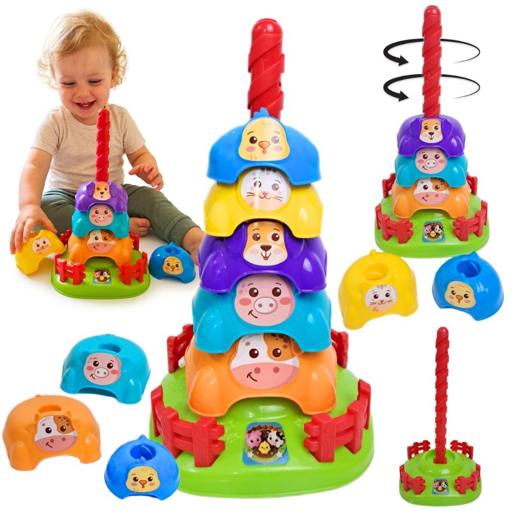 Brinquedo Educativo Infantil Empilhar Torre Gira 1