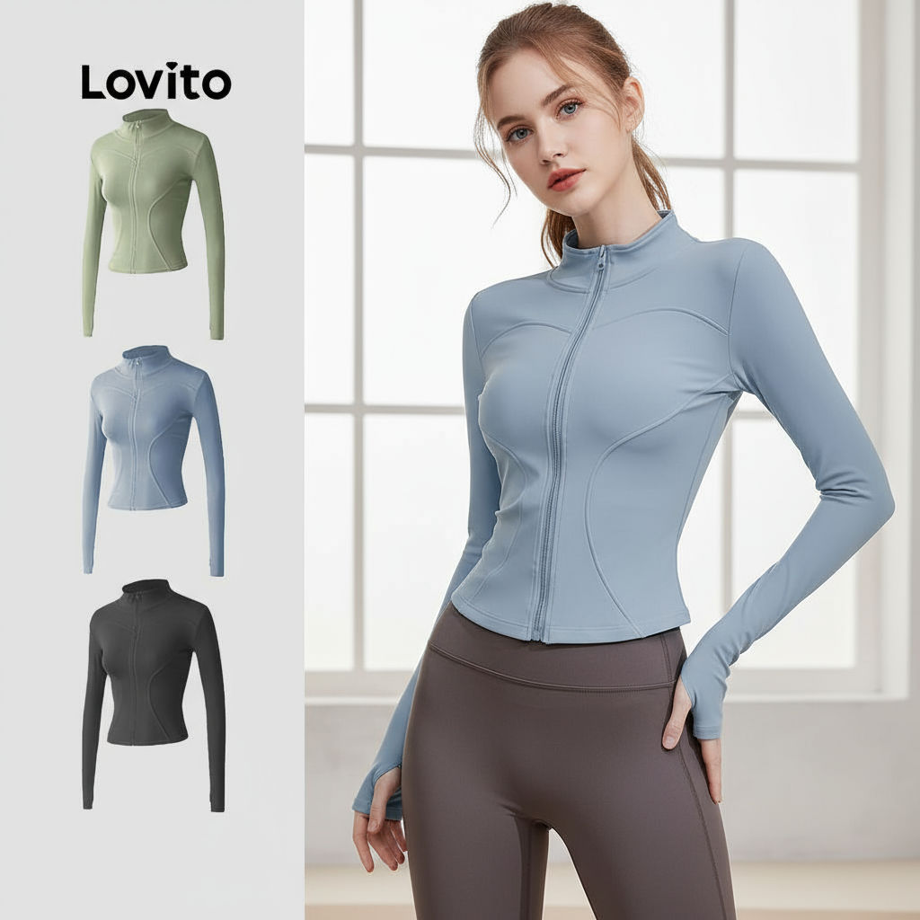 Lovito Casual Jaqueta Esportiva Confortável Elás