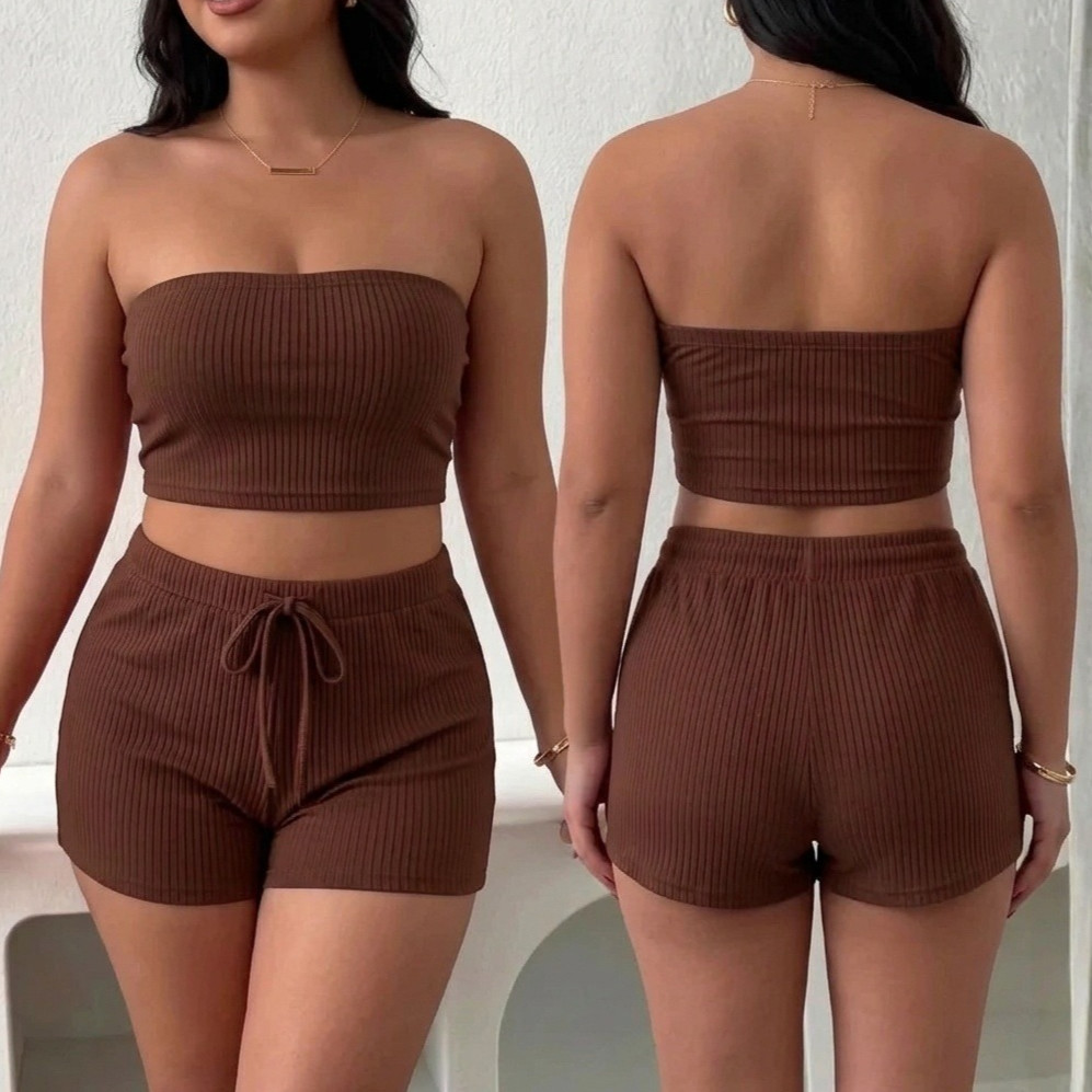 Conjunto Plus Size Feminino Cropped e Short Conjun