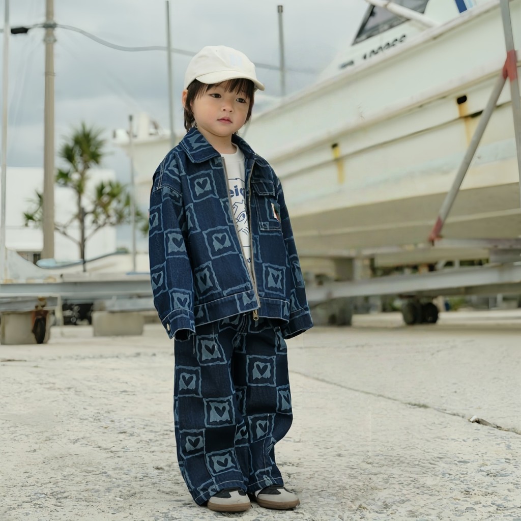Theioioio Jaqueta Jeans Infantil Estampa Coraçõe