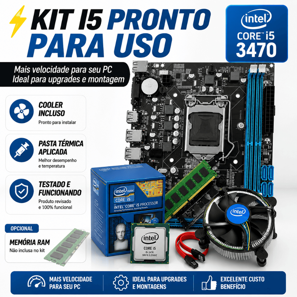 Kit Intel Core i5 3470 + Placa Mãe LGA1155 + Cool