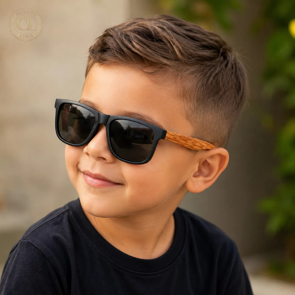 Óculos de Sol Infantil Lente Preta lateral em Mad