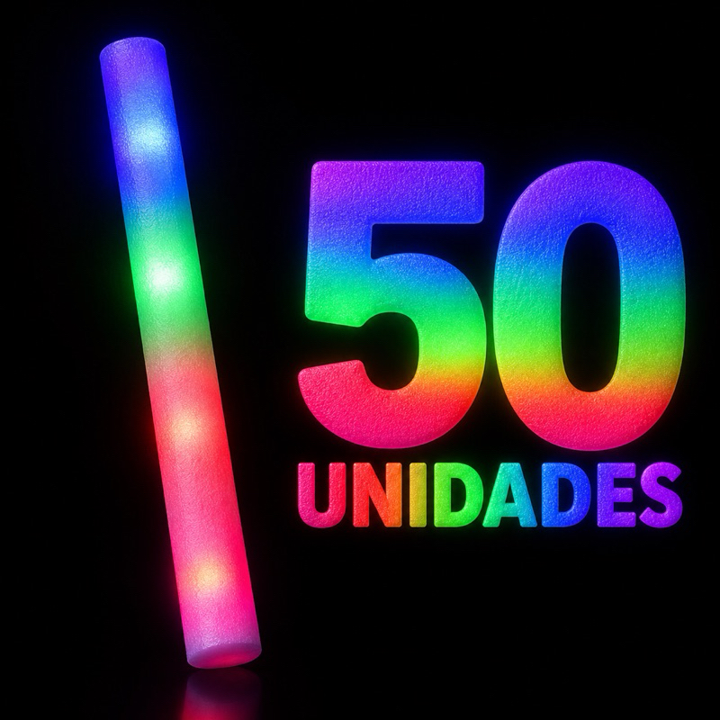 Kit 20/30/40/50 Bastão de led Espuma Neon Festas 