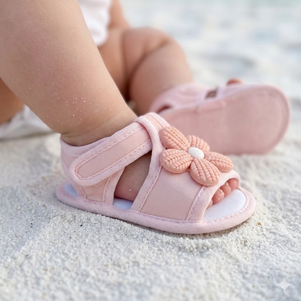 Sandália Infantil Bebês Meninas Enfeite Flor Del