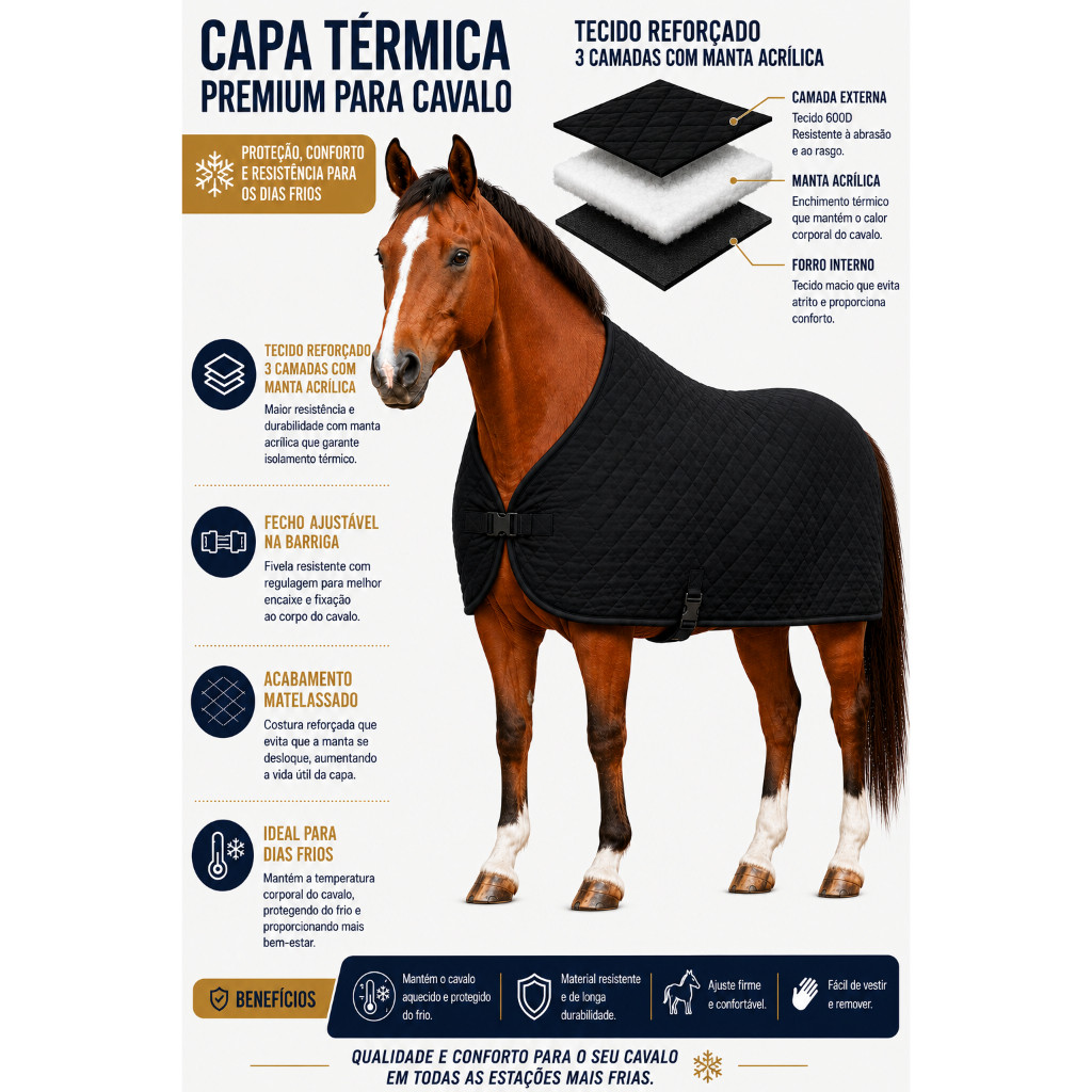 Capa de Cavalo Forrada Ideal para Noites Frias