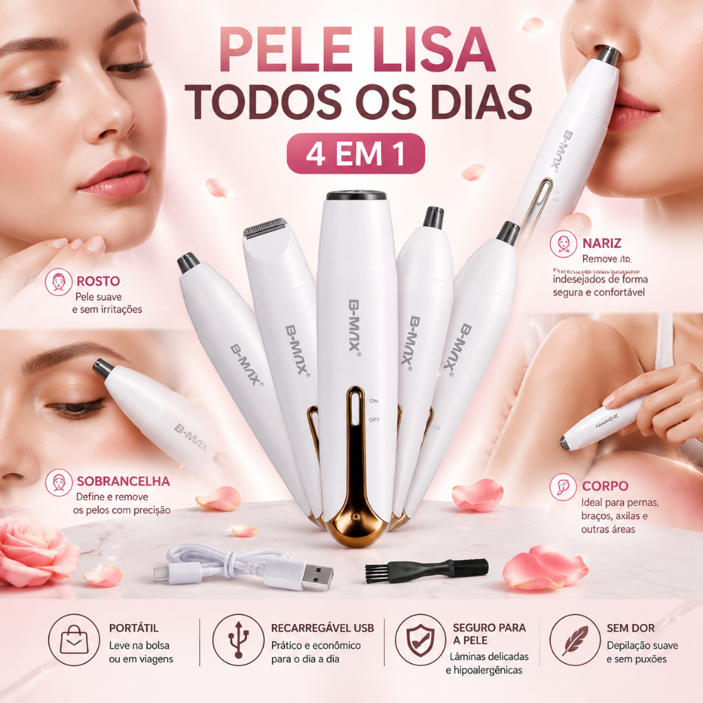 Depilador elétrico feminino 4 em 1, barbeador par