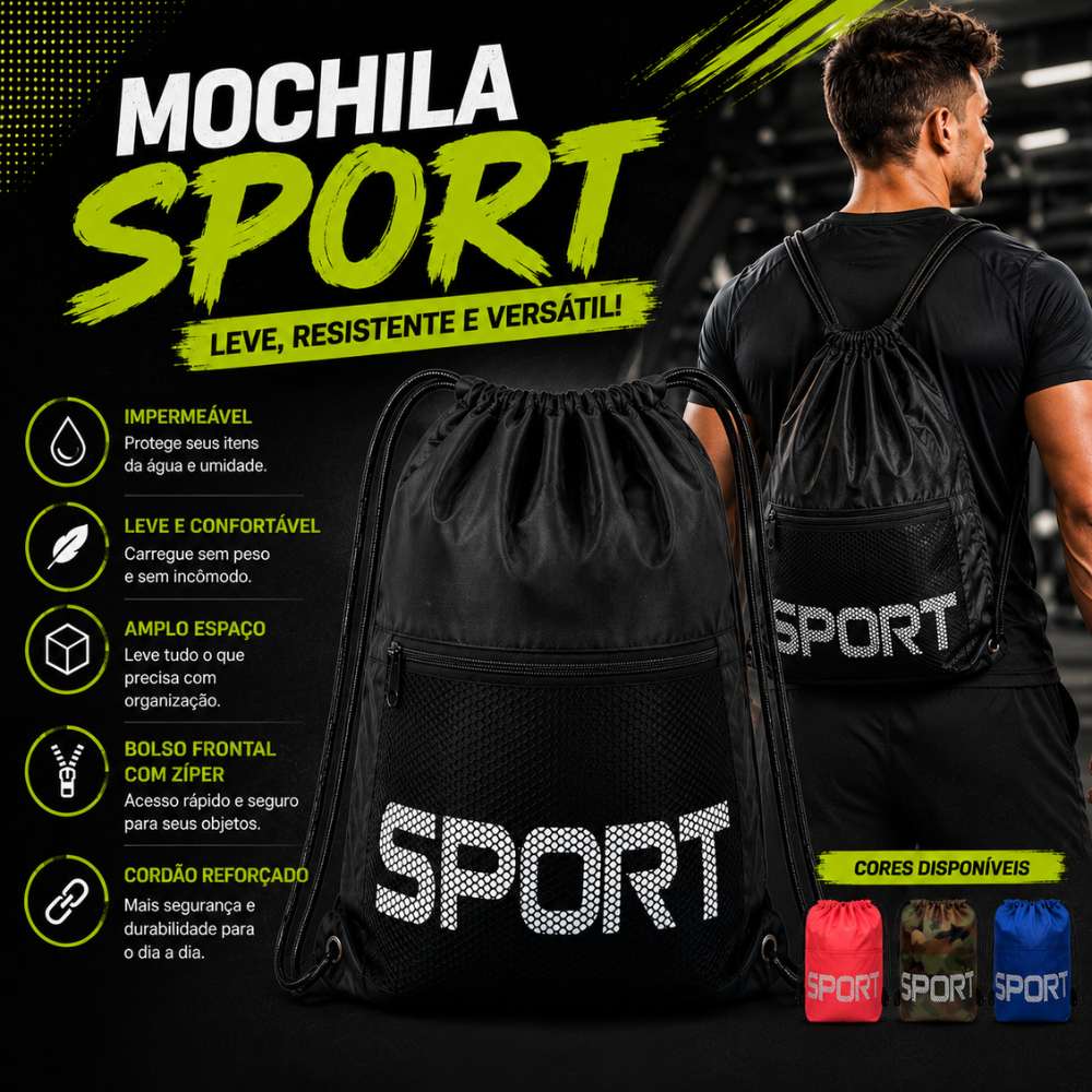 Mochila Saco Sport Academia Bolsa Impermeável Uni