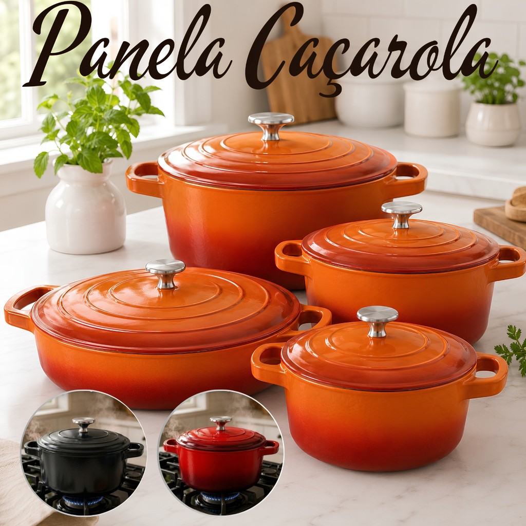 Panela Caçarola 20 24 26 e 28cm Revestimento Cera