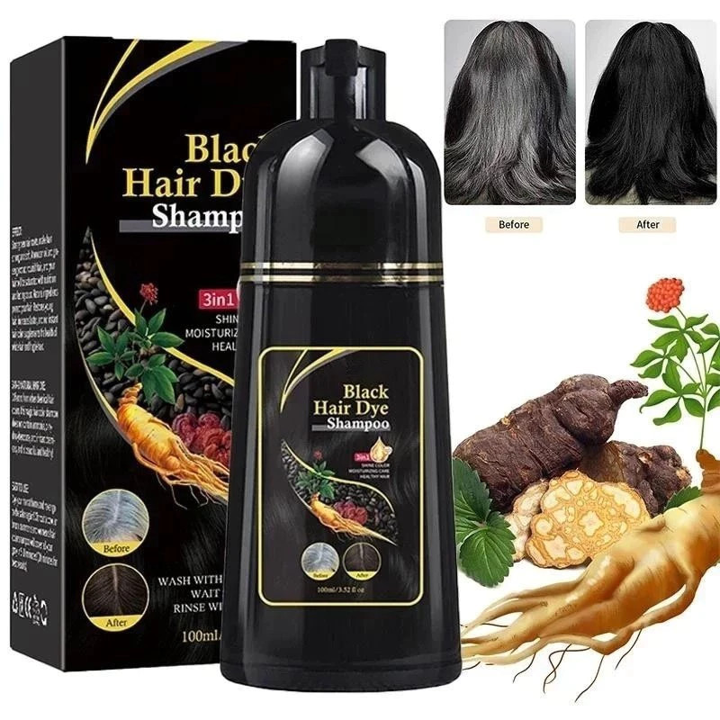 Shampoo Preto De Tintura De Cabelo Preto 3 Em 1 , 