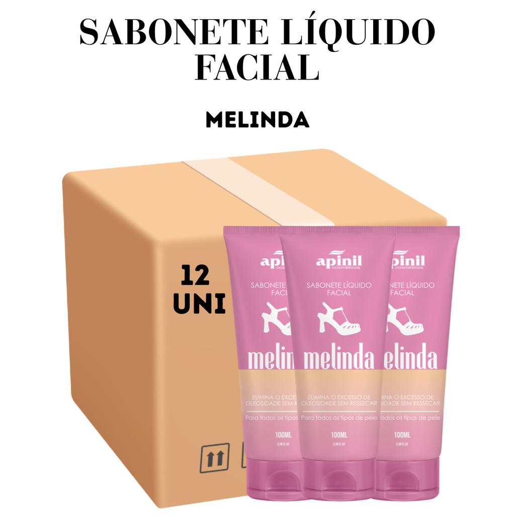 Kit 12 Sabonete Líquido Facial Melinda 100ml Apin