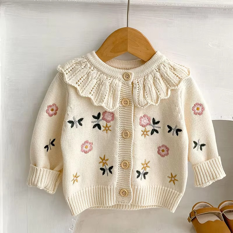Outono E Inverno Bebê Malha Cardigan Menina Topos