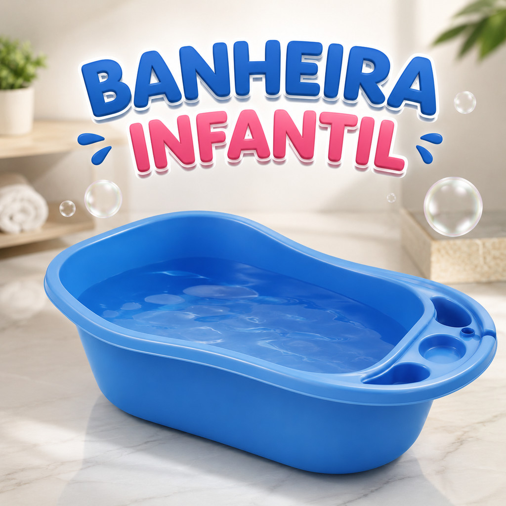 Banheira Infantil 34 Litros Grande para Bebê e Cr