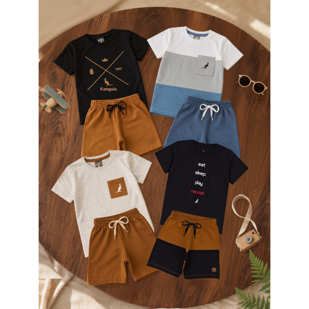 Kit 4 Peças Conjunto Infantil Menino Verão Confo