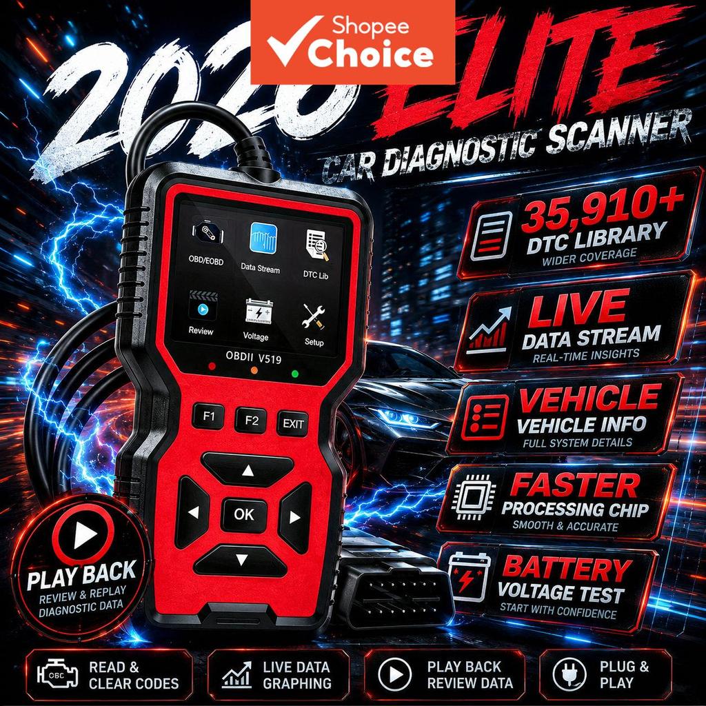 V519 Obd2 Scanner De Código De Falha Do Motor Fer
