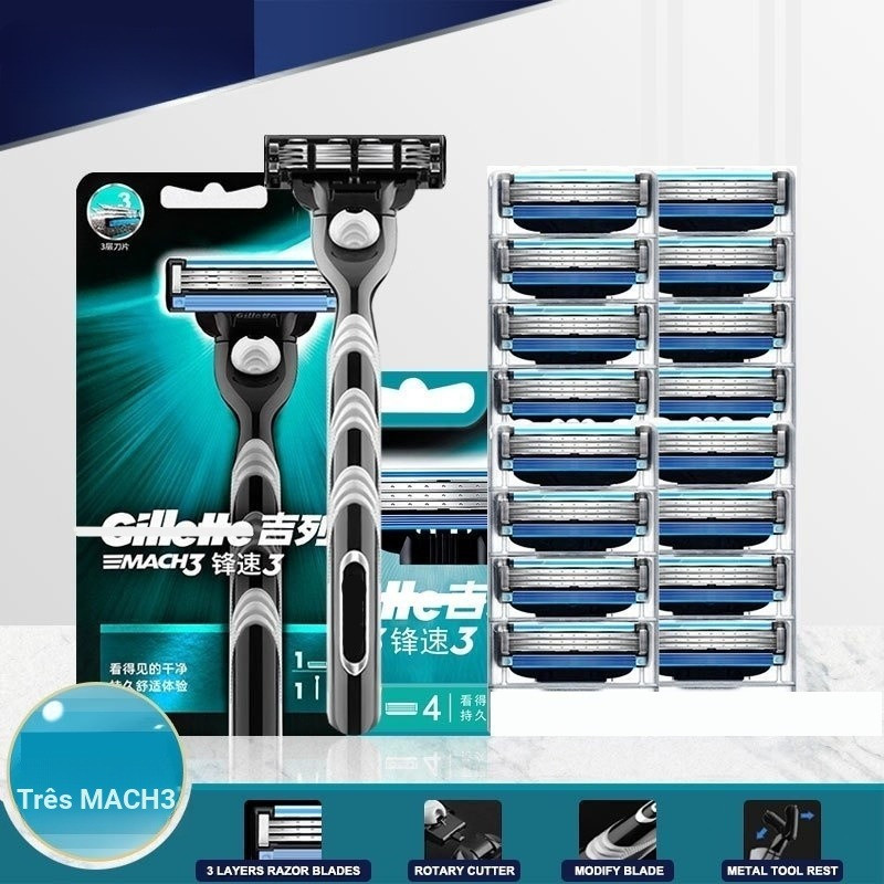 16 Pcs/12 Gillette MACH 3 Lâminas Cartucho De Rec