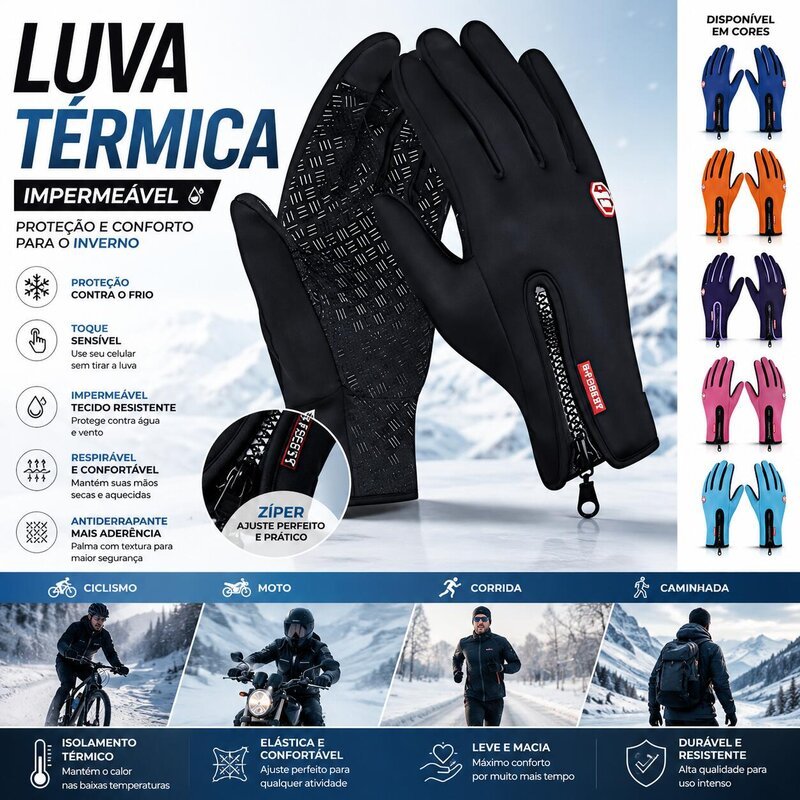 Luva Térmica Impermeável Moto Bike Frio Touch Sc