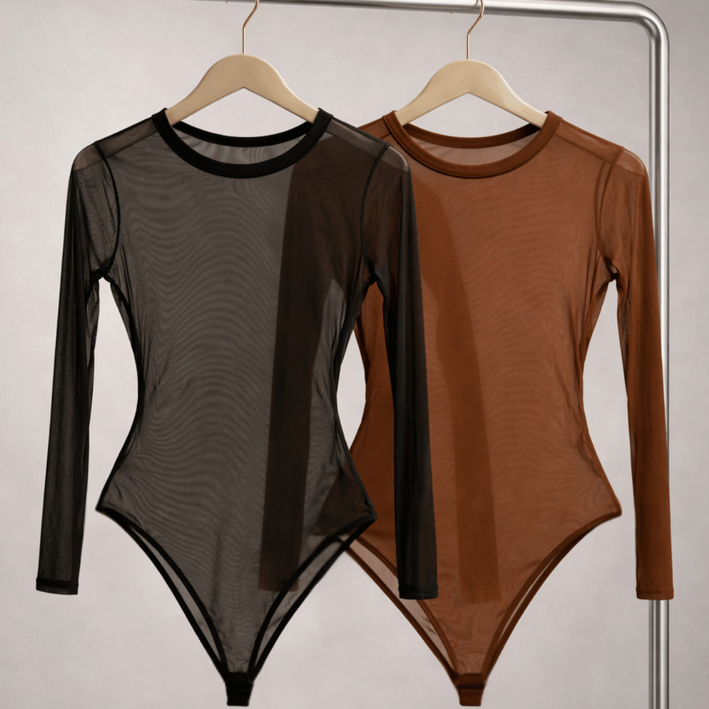 Conjunto Com 1 ou 2 Body Tule Feminino Manga Longa