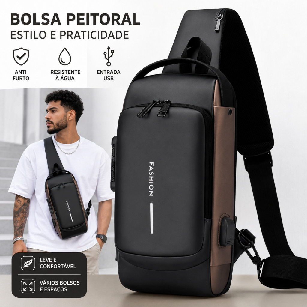 Mochila de Ombro Transversal Compacta Unilateral U