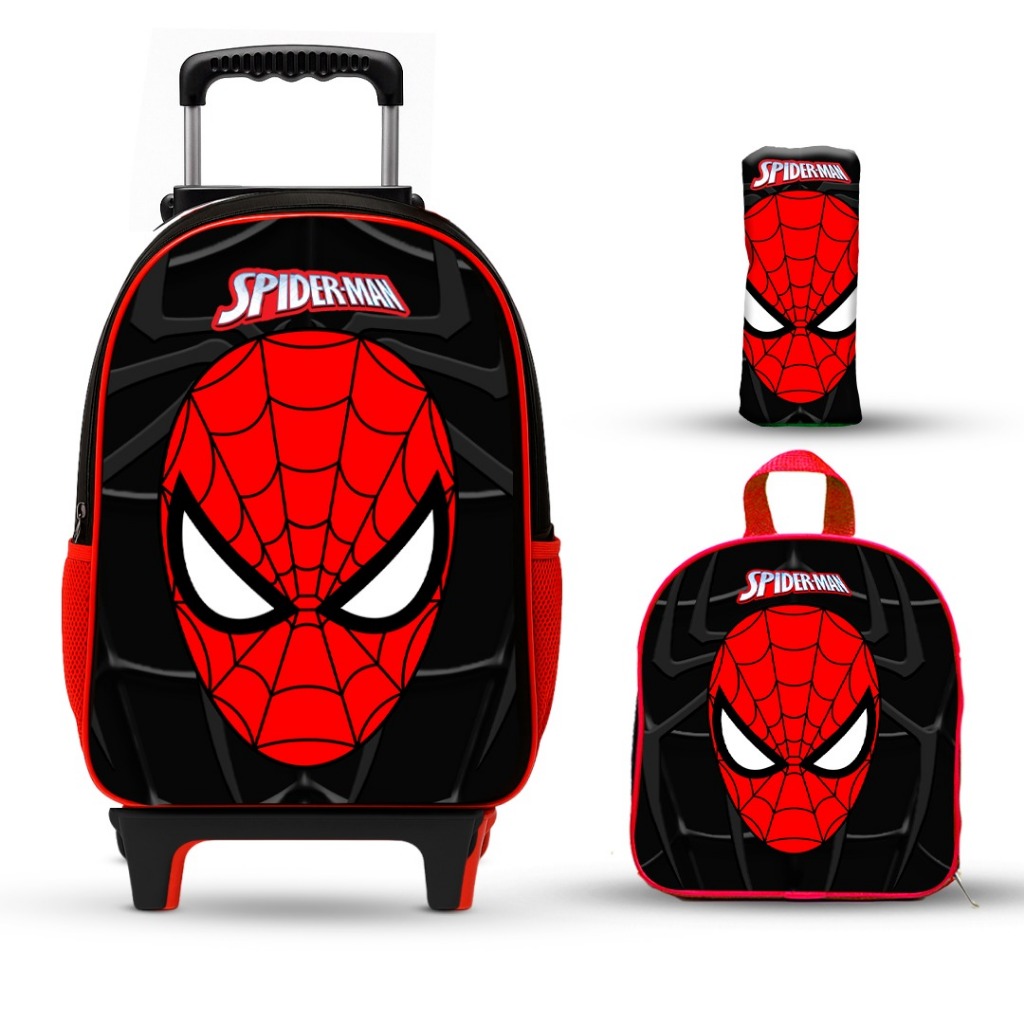 Mochila Escolar Aranha com Lancheira e Estojo R