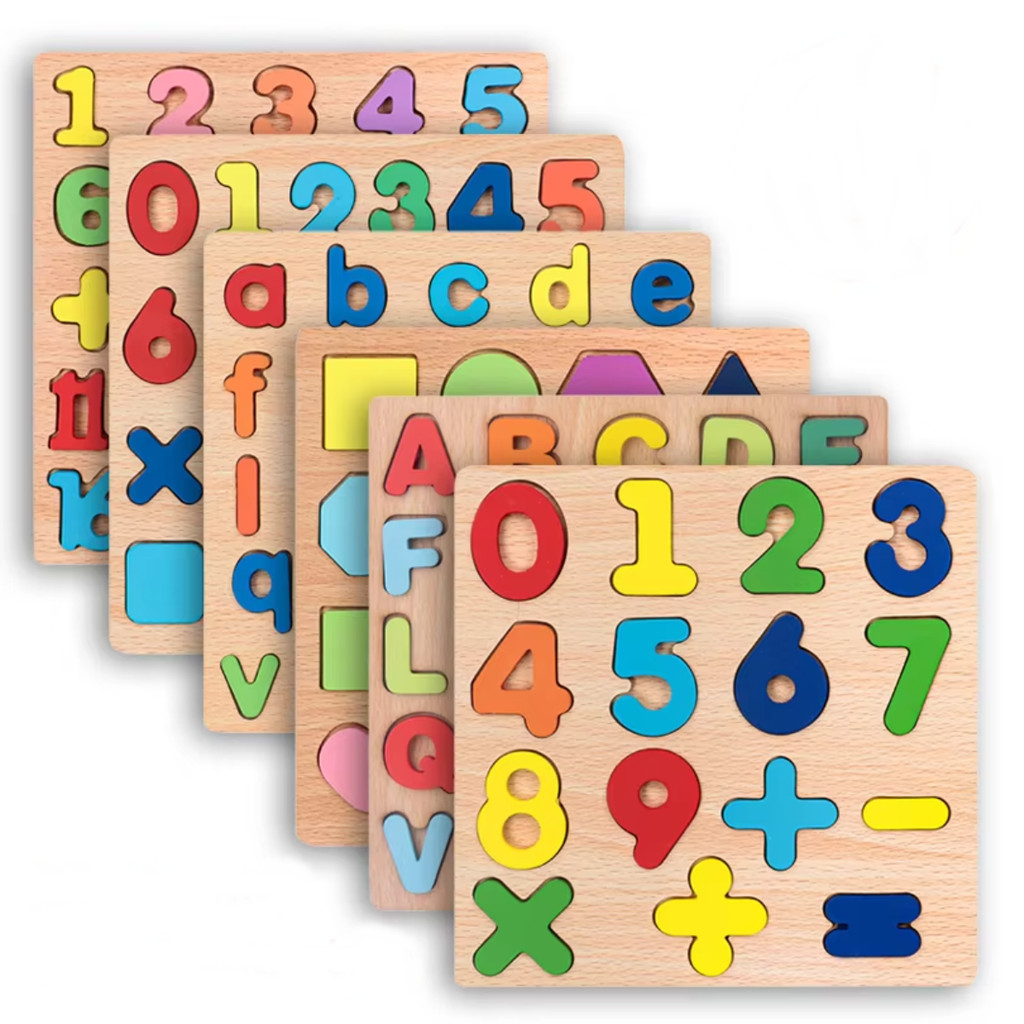 Alfabeto De Madeira Enigma Letras Números Educaci