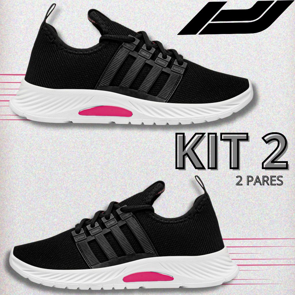 Kit 2 Tênis Esportivo Feminino Leve Confortável 