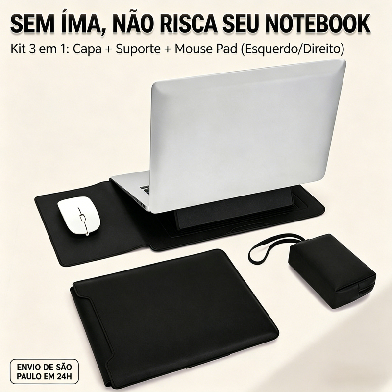 Capa para Notebook de Couro PU Macia, Bolsa Protet
