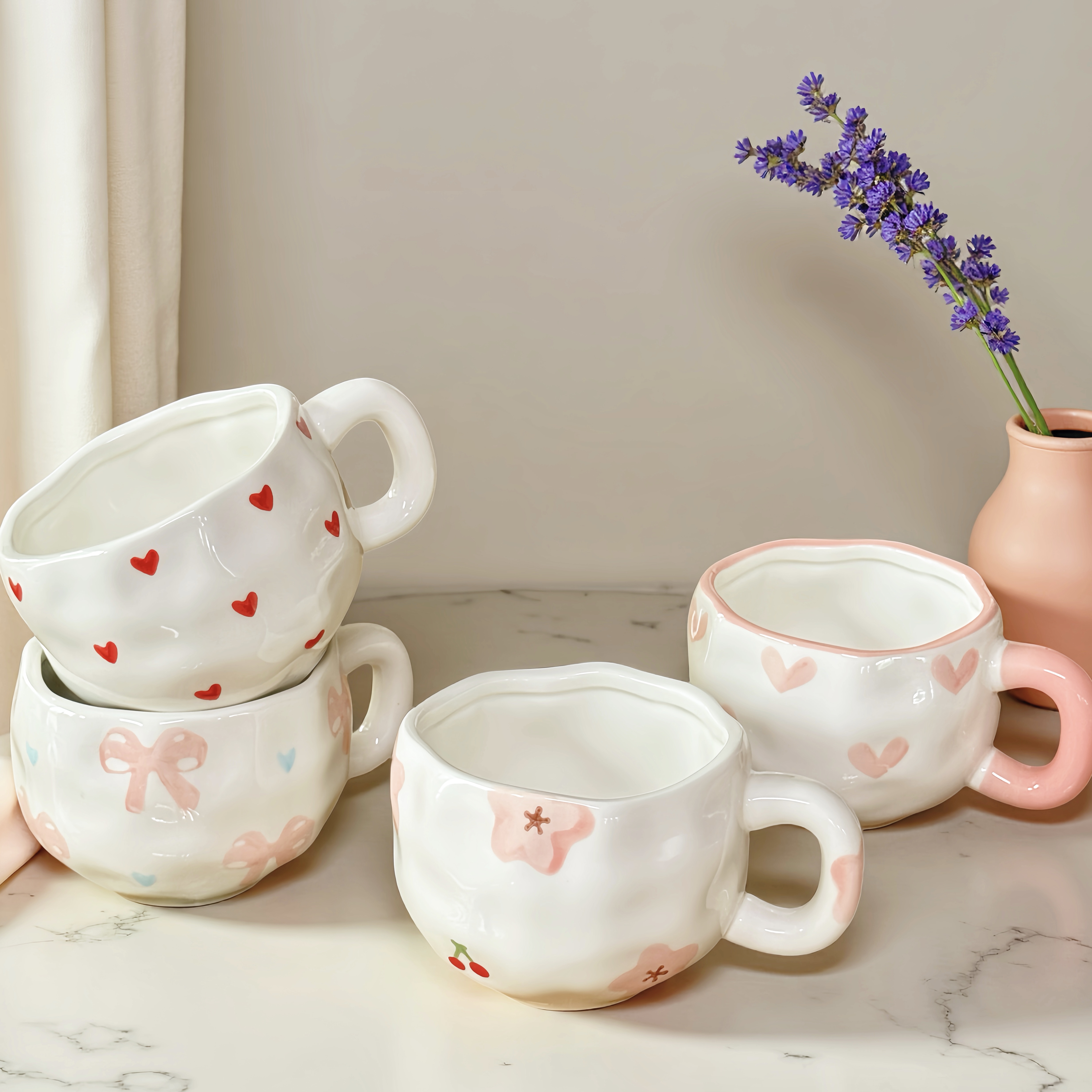 Conjunto De Caneca E Pires De Cerâmica Com Arco P