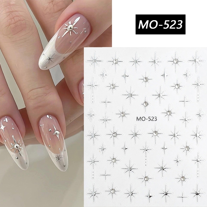 3D Strass Ouro Prata Estrela Lua Bronzeamento Ades