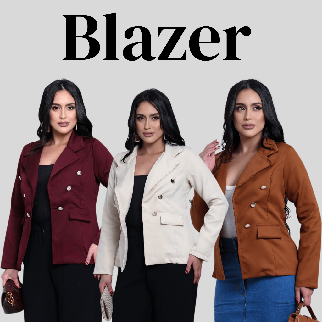 Blazer Feminino Casaquinho Alfaiataria Casaco Soci