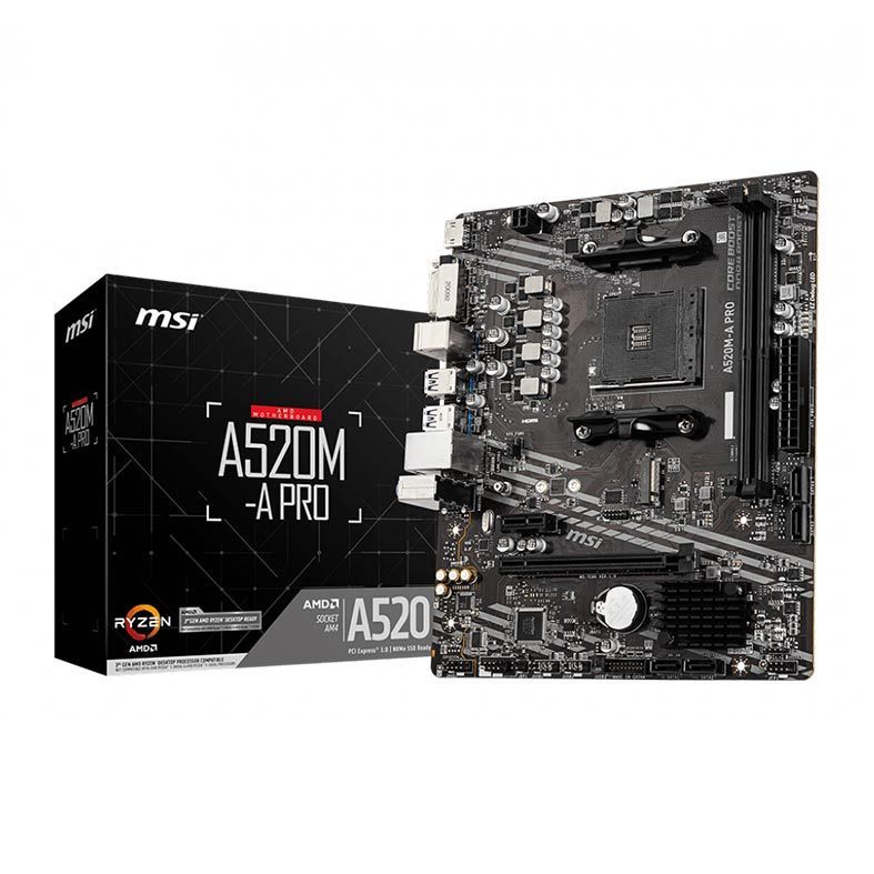 Placa Mãe MSI A520M-A PRO, DDR4, Socket AMD AM4,