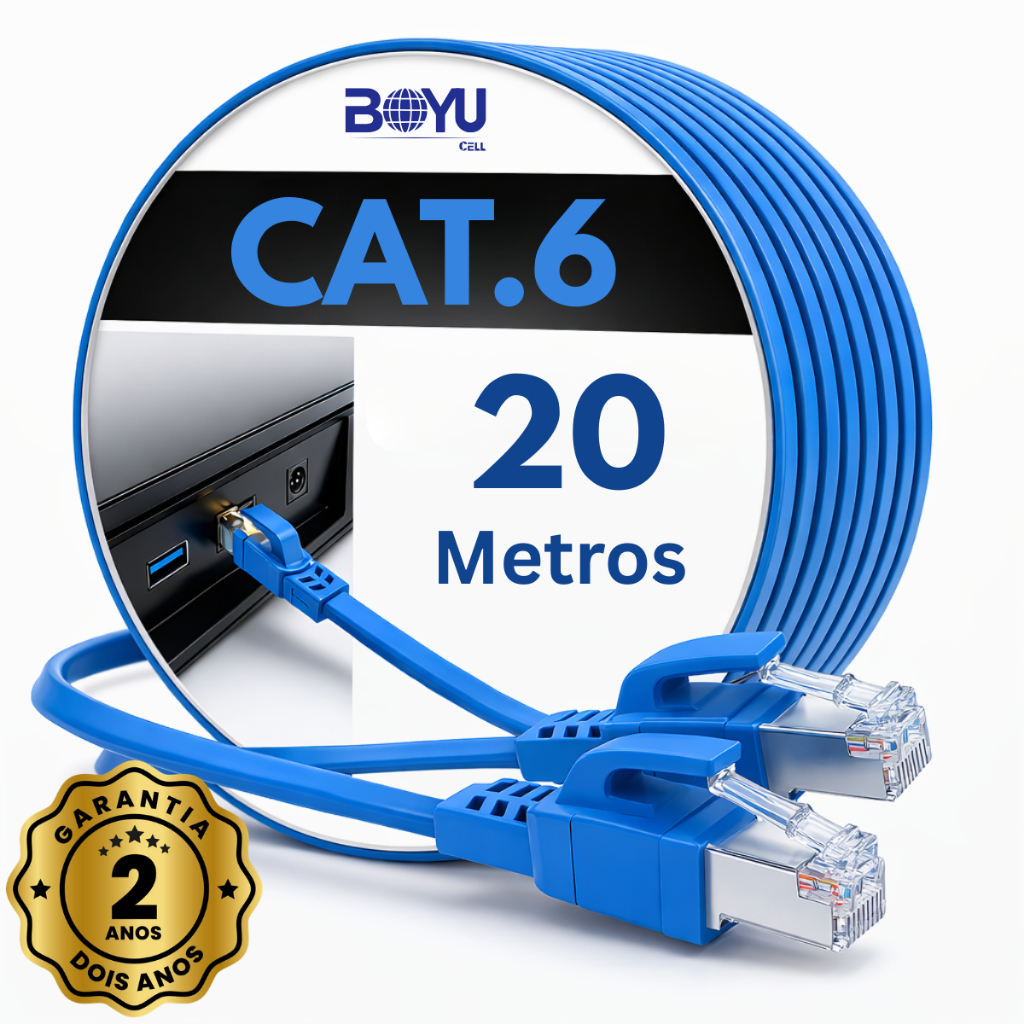Cabo De Rede Cat6 20 Metros 20m Lan Internet Crimp