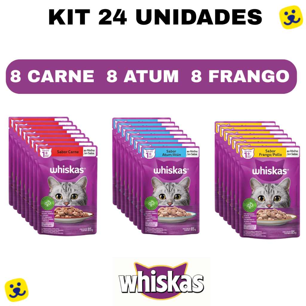Kit 24 unidades Whiskas Sachê 85g Sachê para Gat