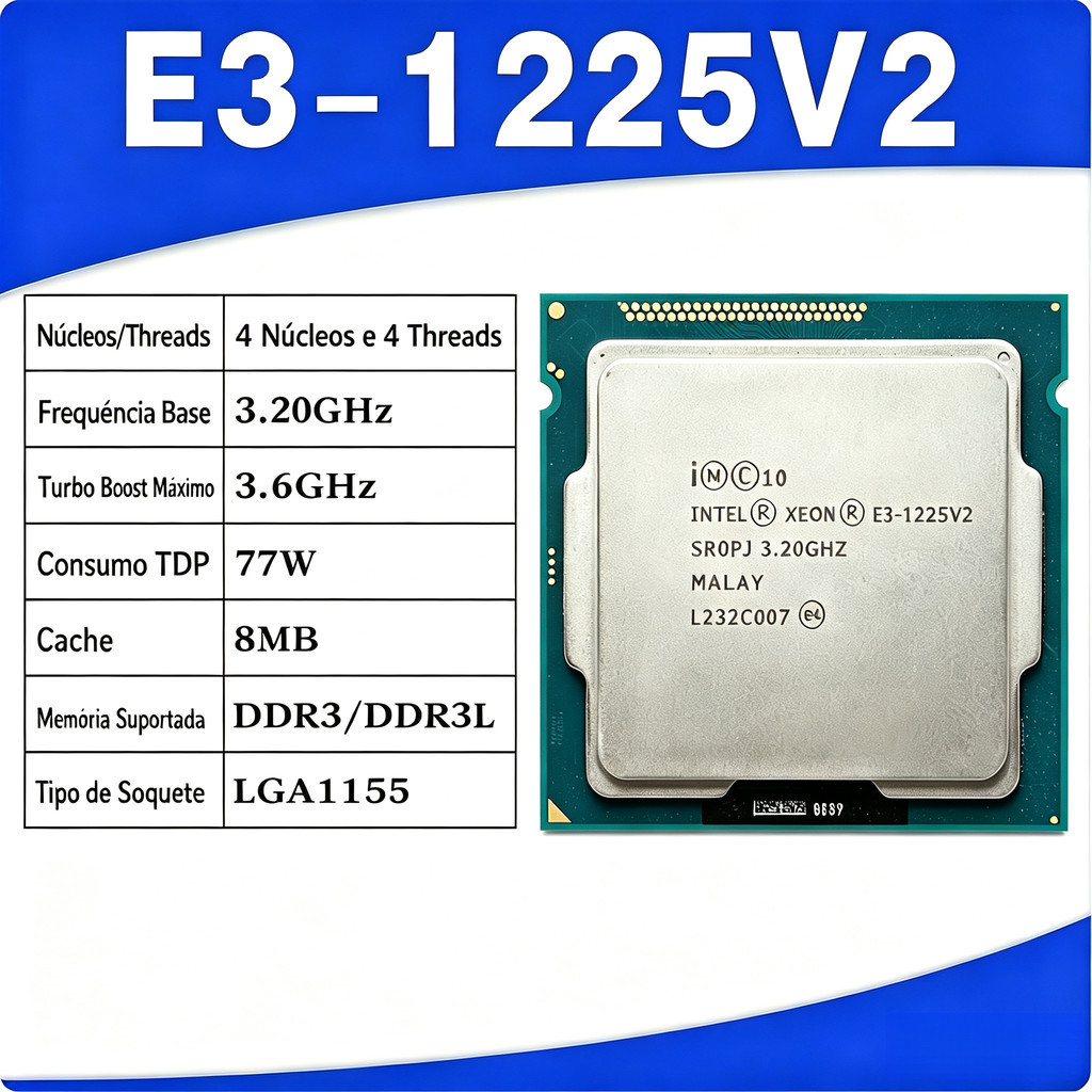 Xeon E3 1225 v2 E3-1225v2 3.2 GHz Quad-Core 8M 77W