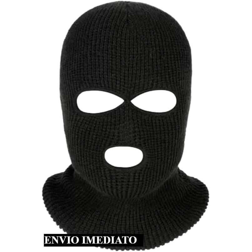 Balaclava Preta 3 Furos Capuz Ninja 3 Furos de Lã