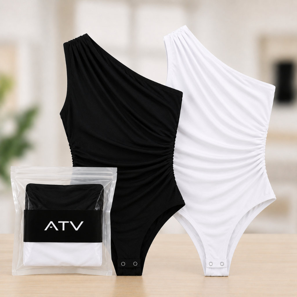 KIT 2 Body Feminino Um Ombro Body Drapeado Elegant