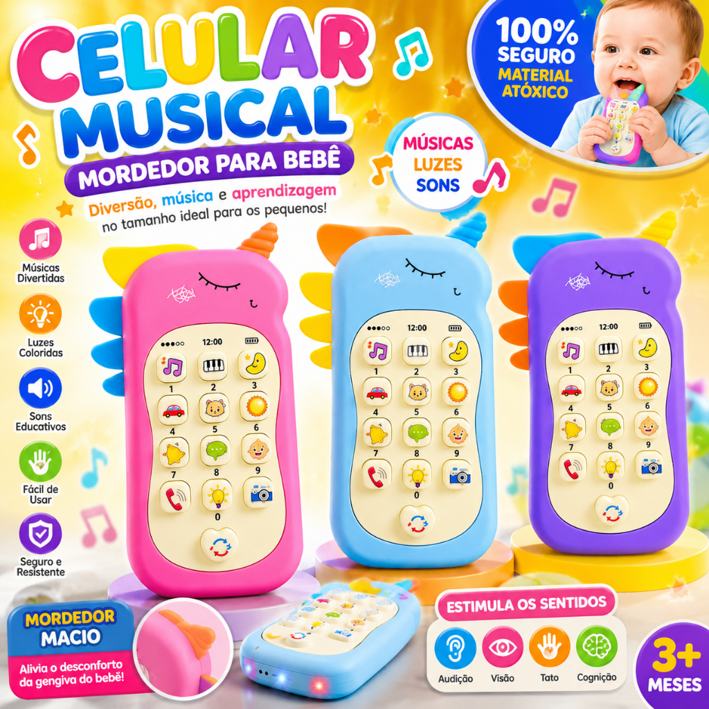 Celular Infantil Musical telefone Interativo com m