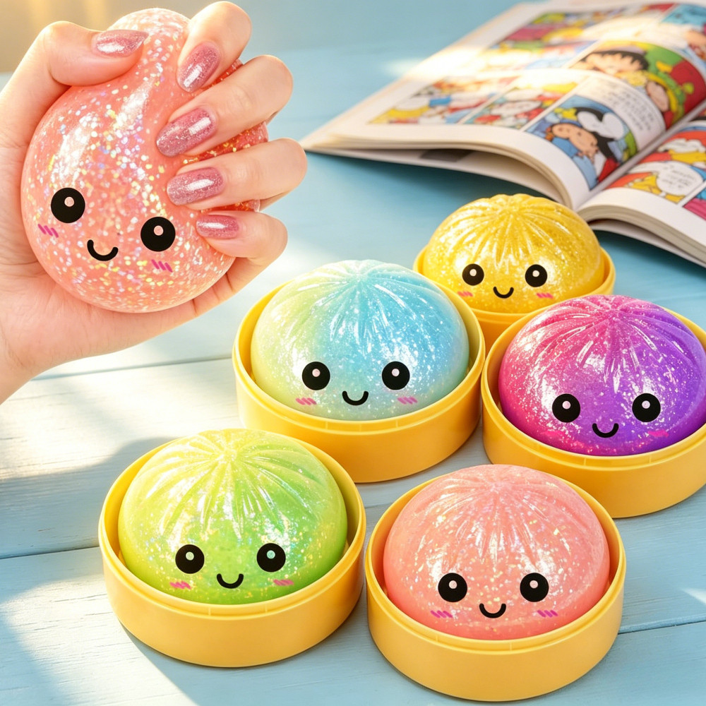 Siopao Brinquedo Arco-Íris Glitter Bolinho Mole L