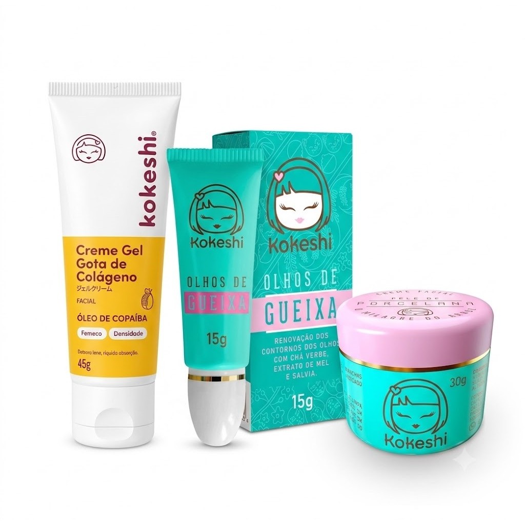 Kit Skincare Kokeshi Creme Gel Colágeno 45g + Olh
