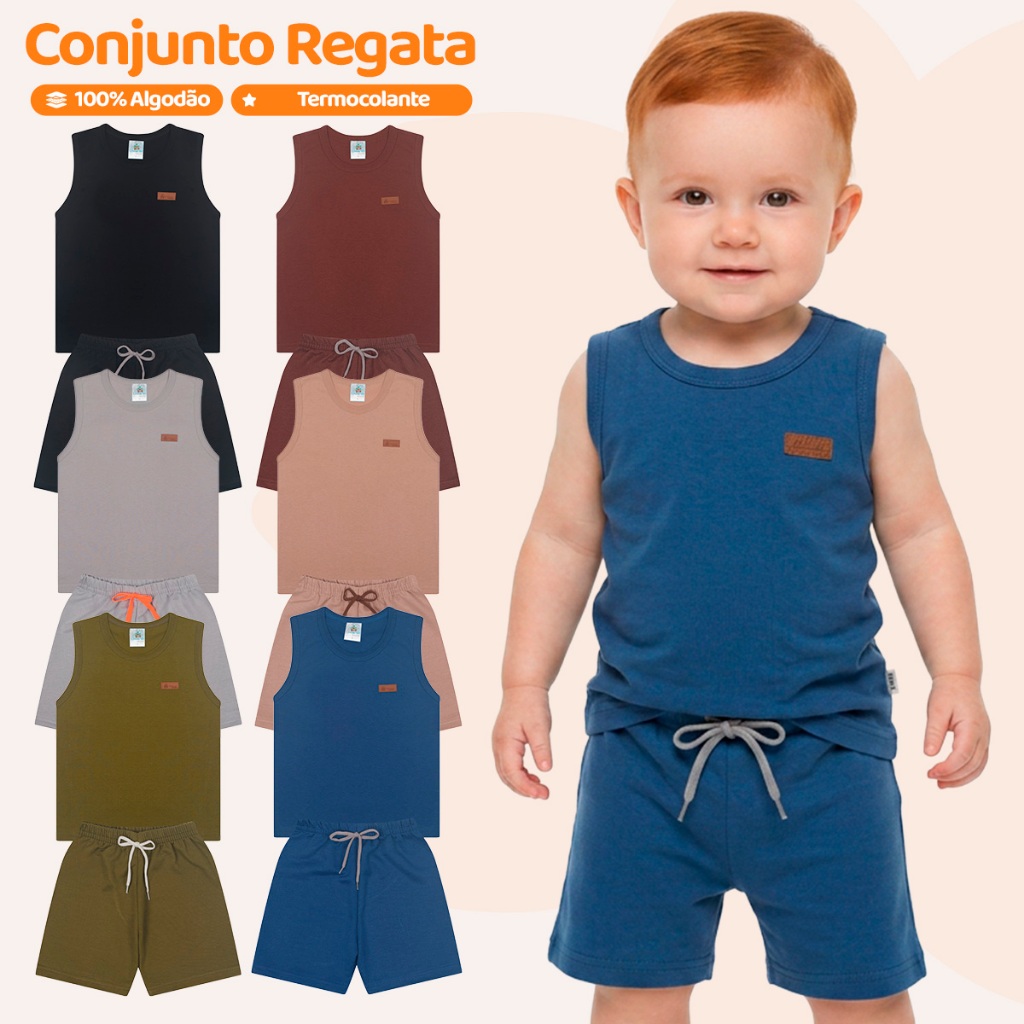 Kit 6 ou 4 peças Regata Infantil de Menino Minima