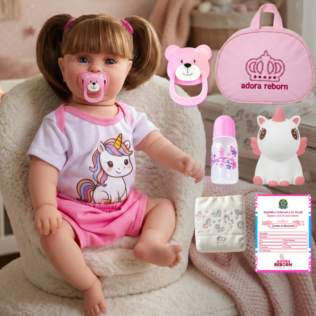 Boneca Bebê Reborn Unicórnio Menina Original Rea