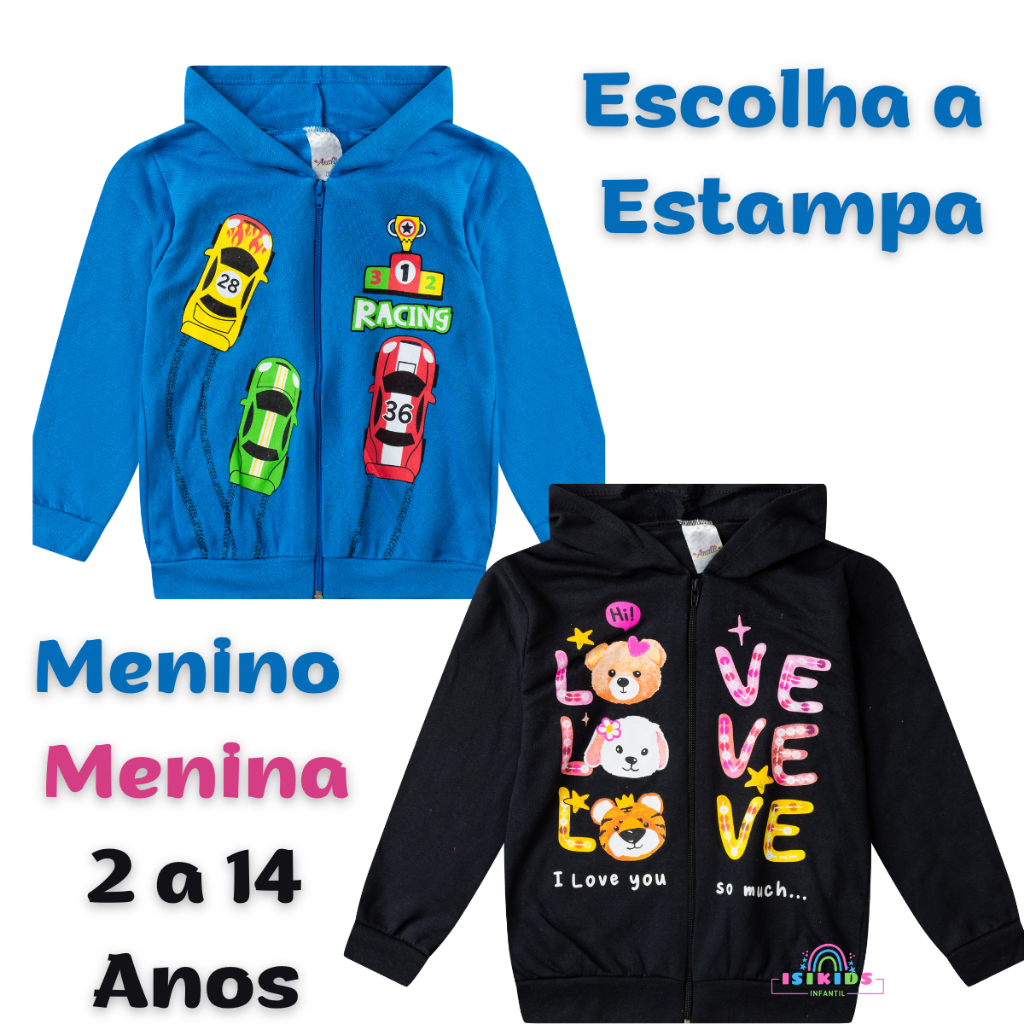 Jaqueta Infantil Menina Menino Avulsa 2 a 14 anos